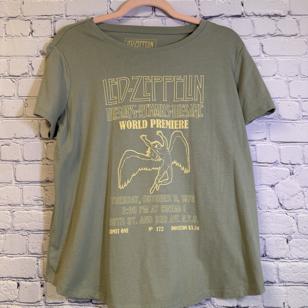 Led Zeplin World Premier Large Womens Song Remains The‎ Same  Green / Beige